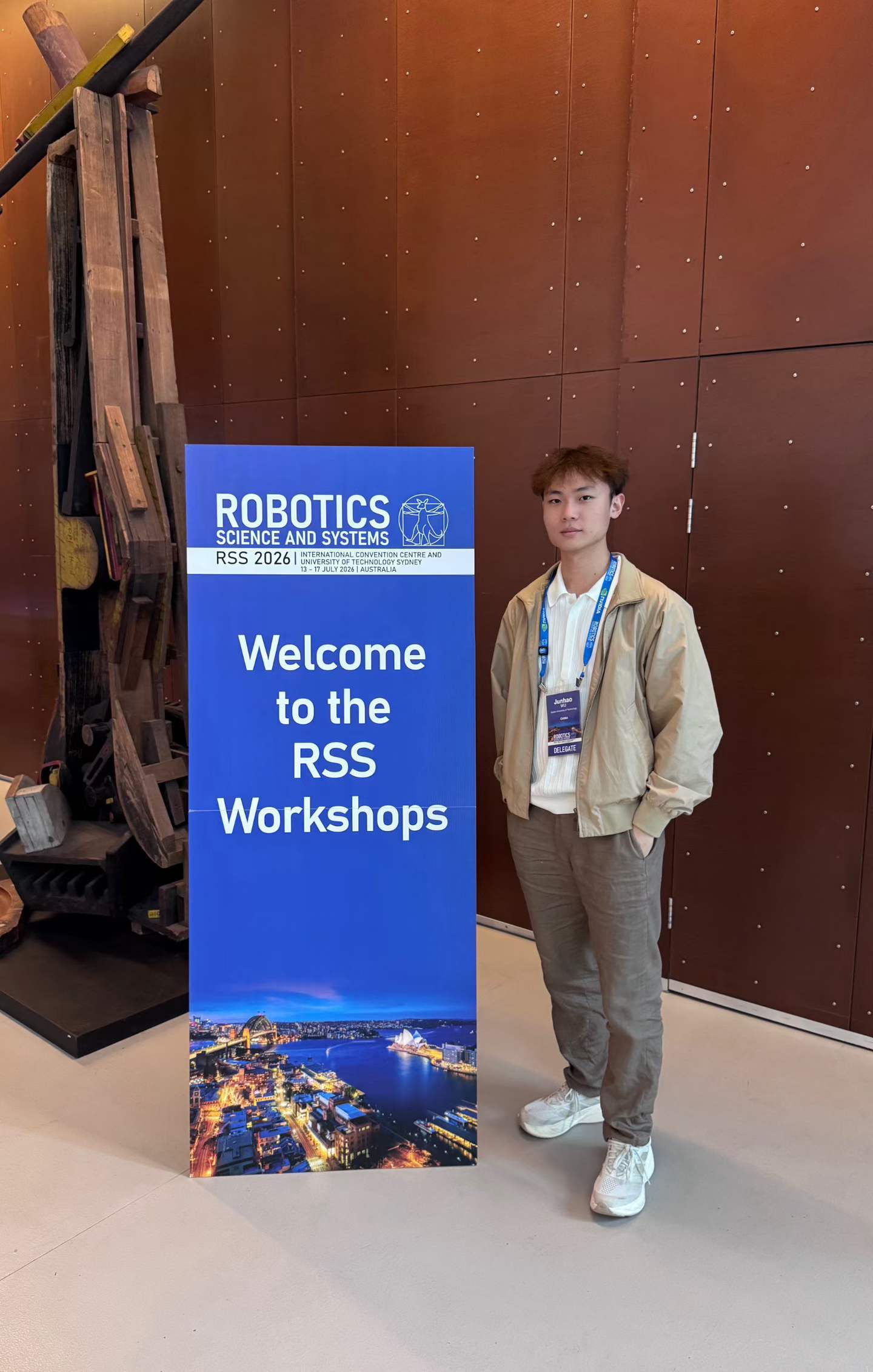 Junhao Wu at the RSS 2026 Workshops venue in Sydney